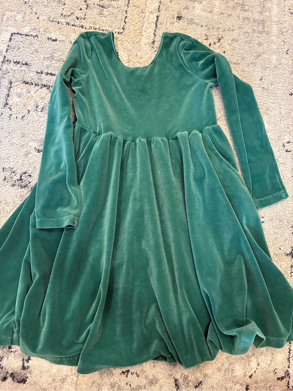 Hanna Andersson Emerald Green Velvet Long-Sleeve Party Dress